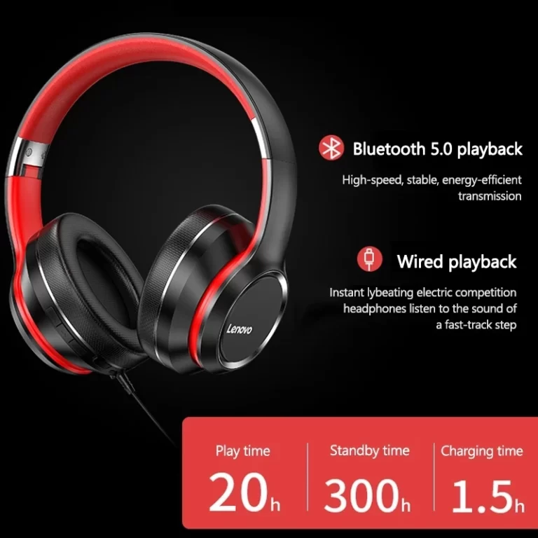 Lenovo HD200 Over-Ear Bluetooth Headphones – Wireless