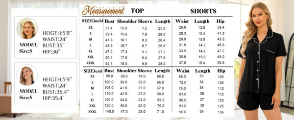 SWOMOG Womens Button Down Pajamas Set Short Sleeve Sleepwear Bride Soft Pj Lounge Sets XS-3XL Black Medium at Amazon Women’s Clothing store - Image 17