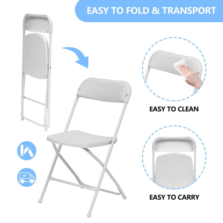 HONGGE 10-Pack White Folding Chairs – 350lb Capacity