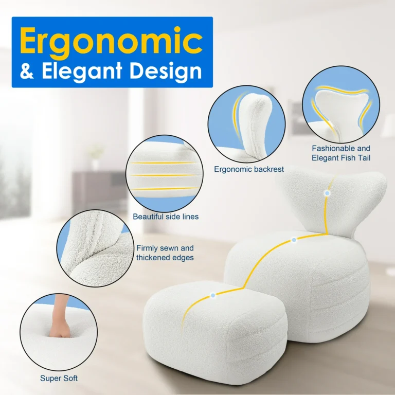 TrumanPick Accent Chair with Ottoman Set Upholstered Recliner Modern Lounge Sofa;Chair with Footrest for Living Room Bedroom, White