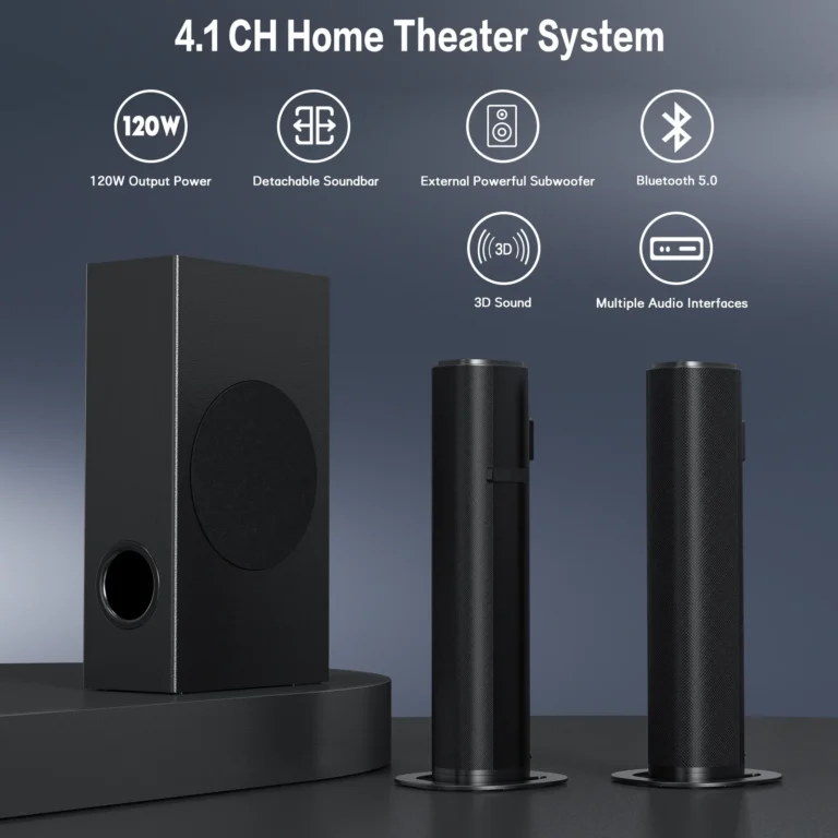 TOPVISION 4.1ch Sound Bar – 120W Subwoofer, Bluetooth, HDMI
