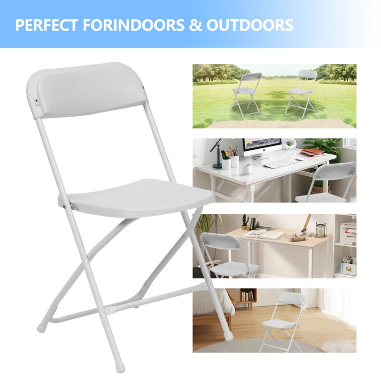 HONGGE 10-Pack White Folding Chairs – 350lb Capacity