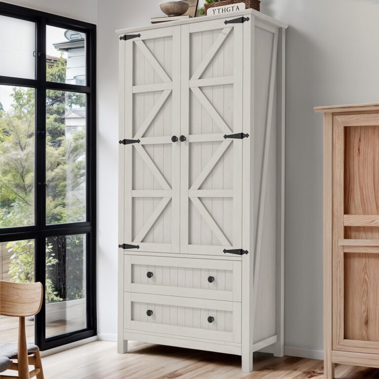Dextrus Tall Kitchen Pantry Cabinet – White Oak Storage