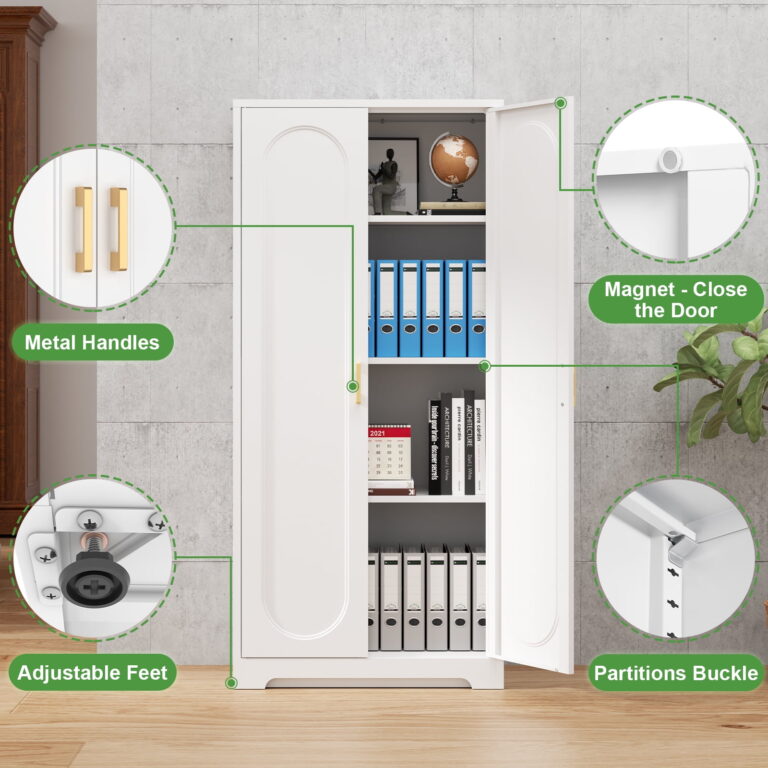 Polup 60″ Tall Modern Pantry Cabinet – Adjustable Shelves