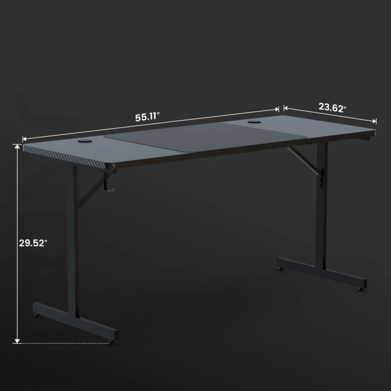 GTRACING 55″ RGB Gaming Desk – T-Shaped, Black, Spacious
