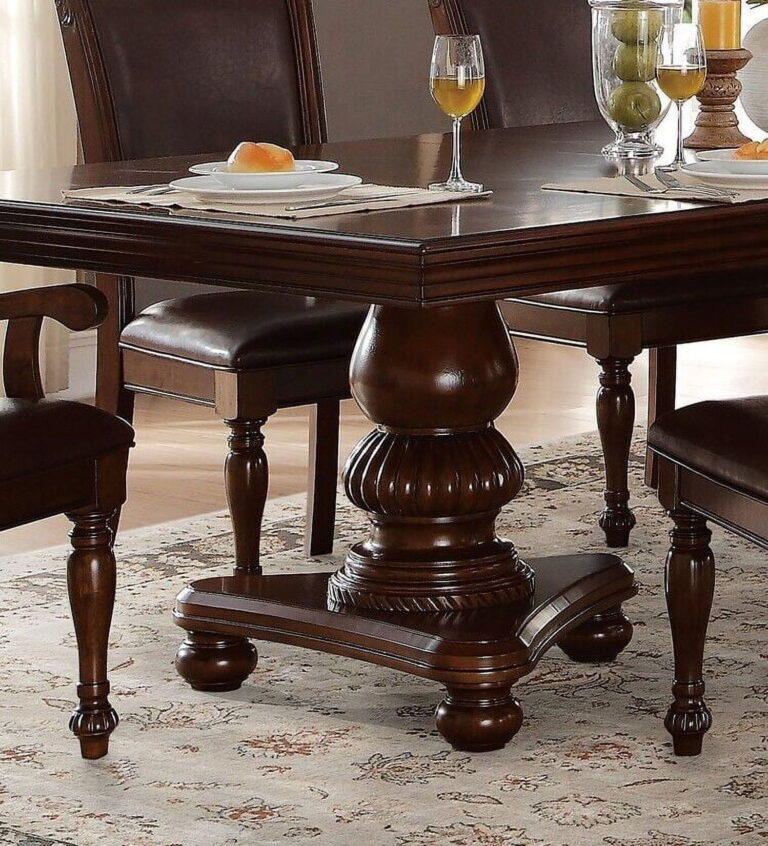 Traditional Brown Cherry Finish 9pc Formal Dining Set Table 2 Arm Chairs 6 Side Chairs Wooden Dining Furniture
