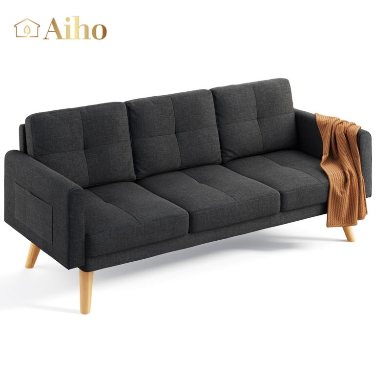 Aiho 67″ Loveseat Sofa – Deep Gray with 3 Comfy Pillows
