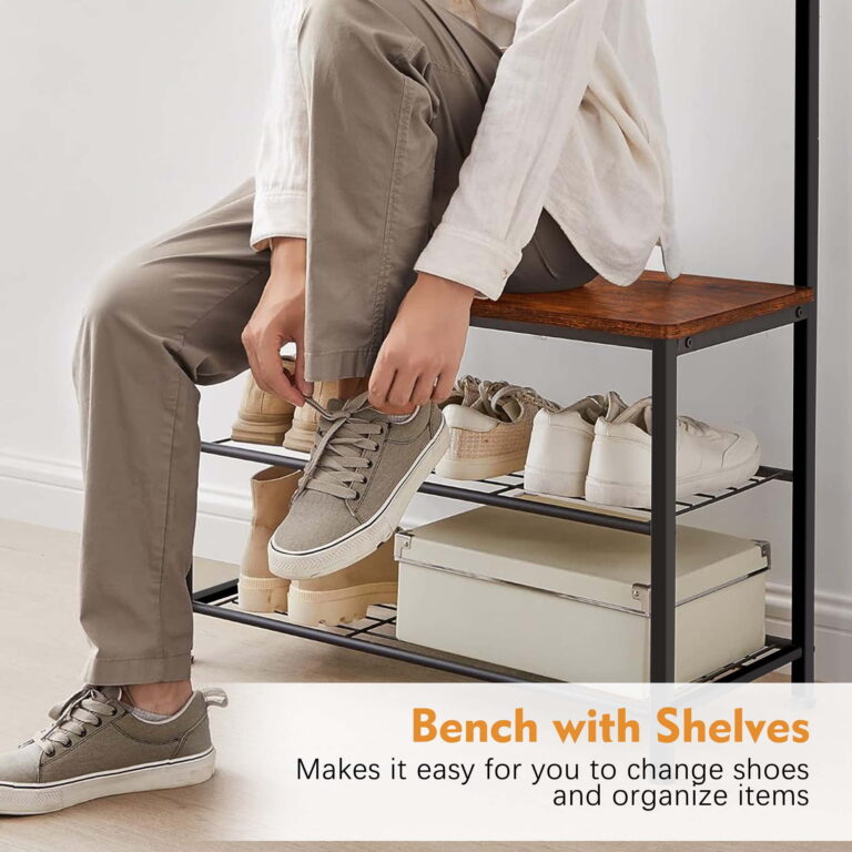 Elemore Home Hall Tree, 3-in-1 Coat Rack  with Bench and Shoe Storage