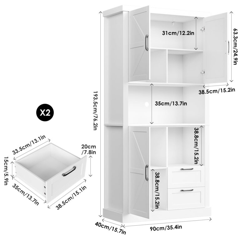 Homfa Tall Kitchen Pantry – Free-Standing Storage Cabinet