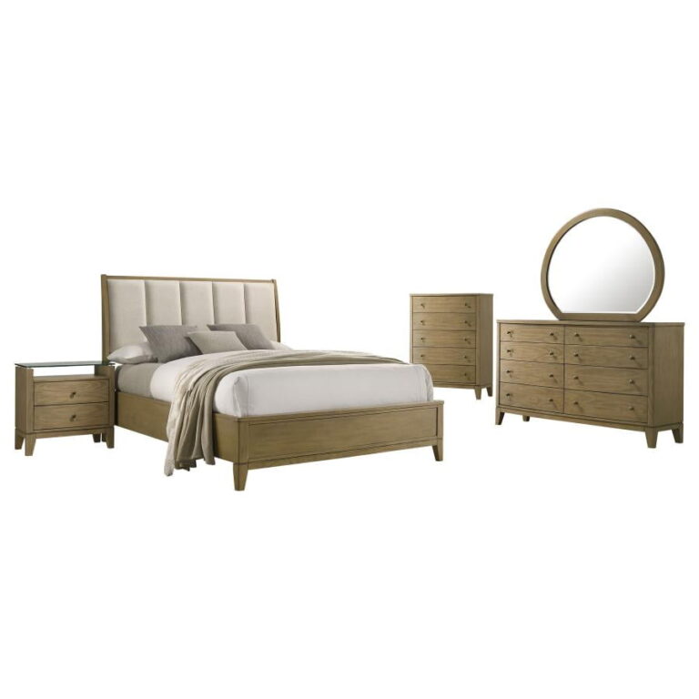 Coaster Granada 5-Piece Wood Eastern King Bedroom Set Natural Pine and Beige