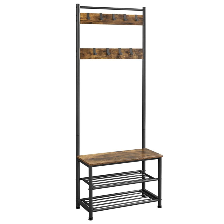 Alden Design 73″ Metal Hall Tree with Shoe Storage Bench