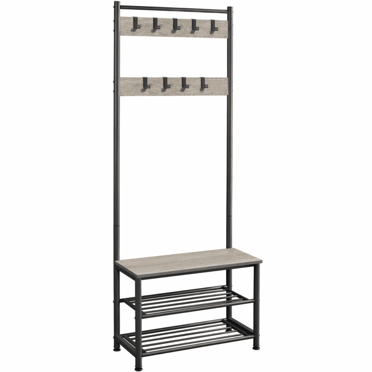 Alden Design 73″ Metal Hall Tree with Shoe Storage Bench