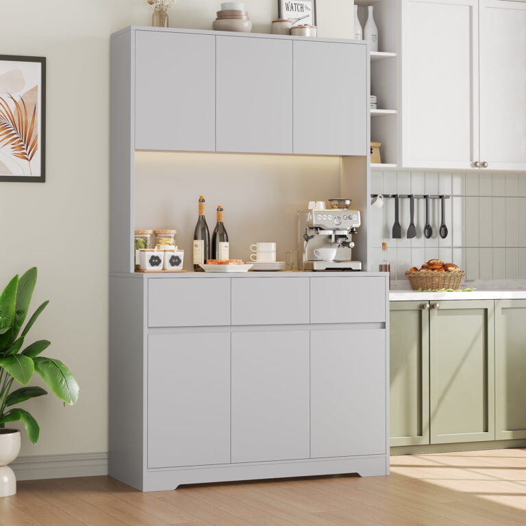 Homfa Pantry Hutch with LED & Charging – 70.9″ Storage Unit