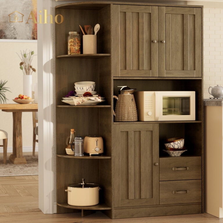 Aiho Farmhouse Kitchen Pantry – Tall Storage Cabinet