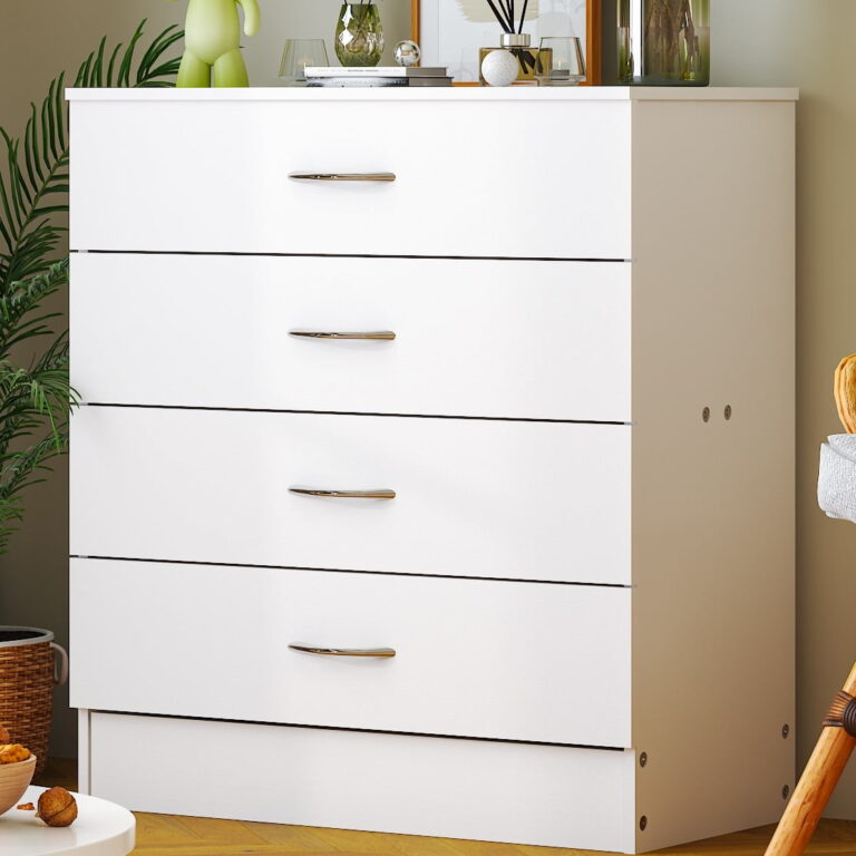 UBesGoo Black Chest of Drawers Dresser Wood Organizer Cabinet,4 Drawer Nightstand Side Table,Furniture for Bedroom