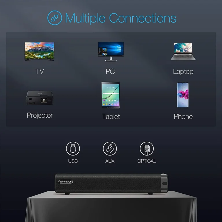 TOPVISION TV Sound Bar with Subwoofer – Bluetooth 5.0