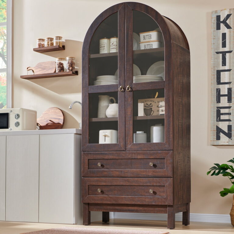 SinCiDo Arched Kitchen Pantry Cabinet – Tall Storage Unit