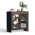 JOINICE Sideboard Cabinet with Adjustable Shelves,Accent Cabinet with Arched Glass Door