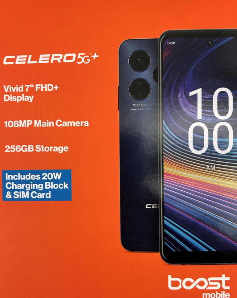 Boost Mobile Celero 5G+, 256GB, Blue – Prepaid Phone [Locked to Boost Mobile]