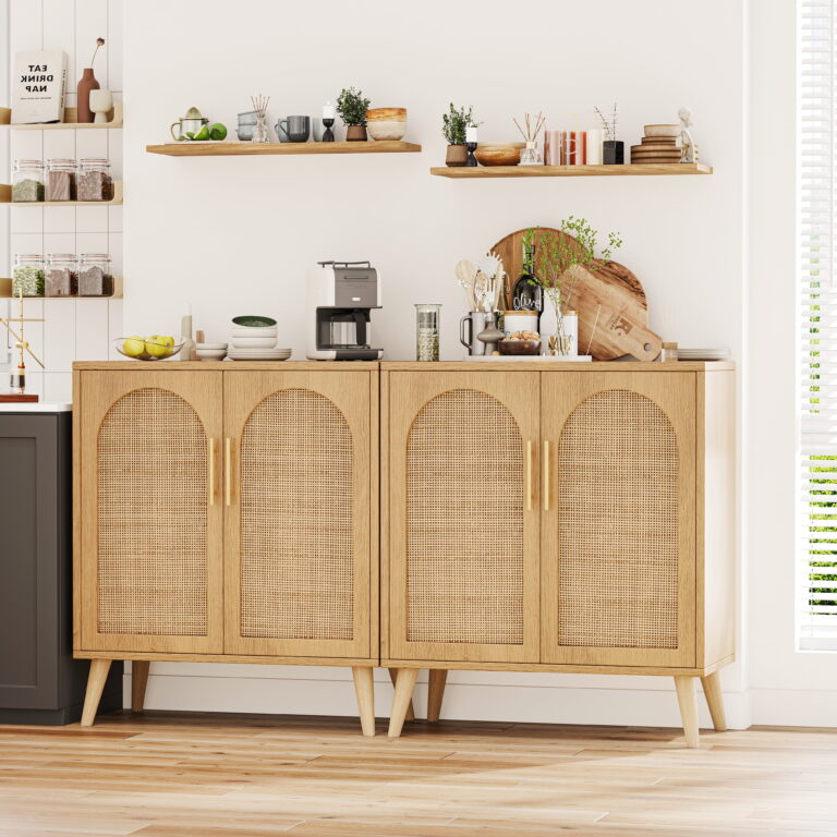 Rovaurx Set of 2 Rattan Storage Cabinets – Natural Finish
