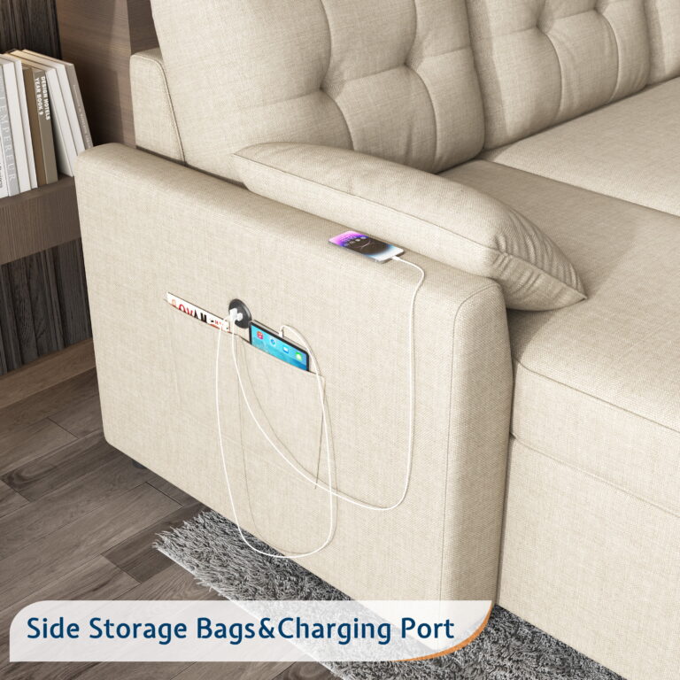 VANACC Sectional Sofa with Storage – Reversible Pull-Out Couch