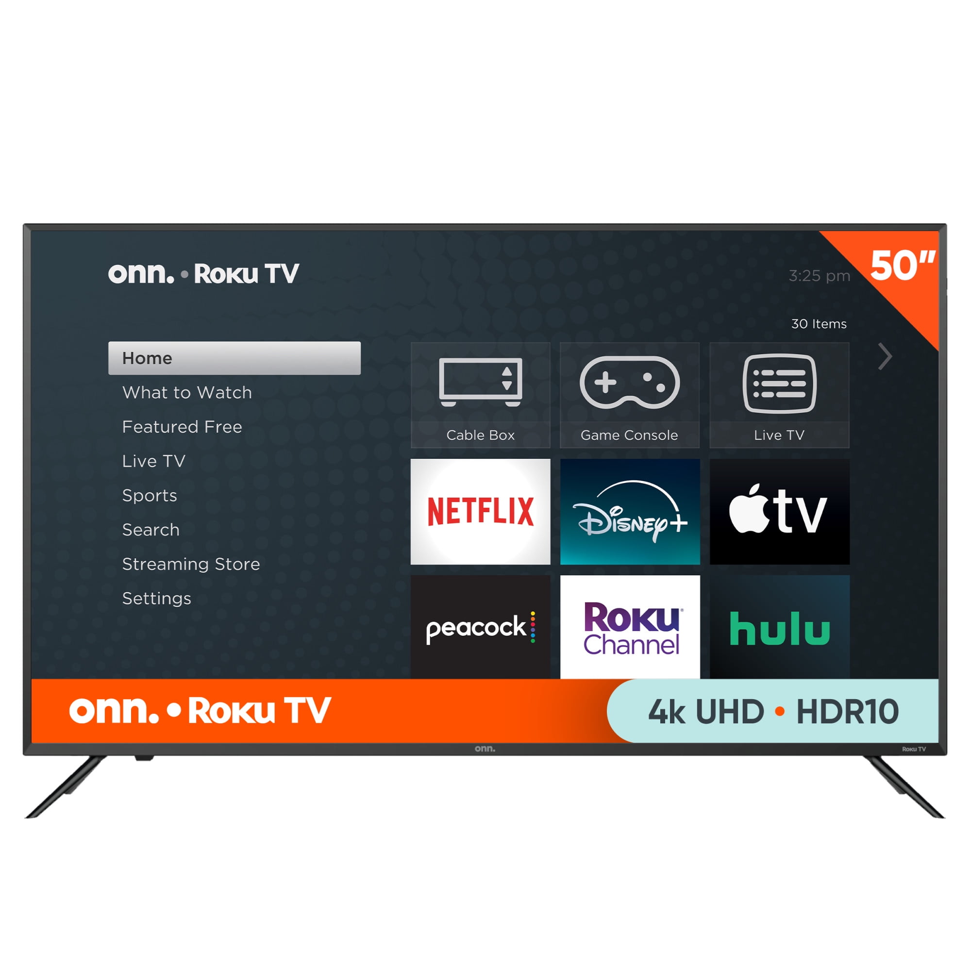 onn. 50Inch Class 4K UHD 2160P LED Roku Smart Television HDR 100012585