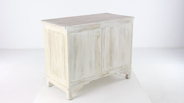 DecMode  White Wood Intricately Carved 2 Drawers 1 Shelf and 2 Doors Floral Cabinet, 1-Piece