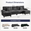 ZAFLY U shaped sectional sofa and couch for living room gray