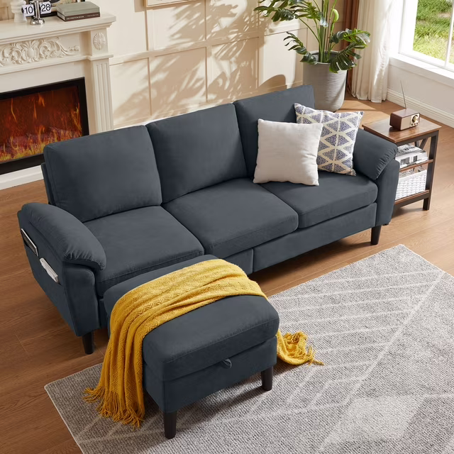 Pingliang Home Sectional Sofa Couch with Storage Ottoman,Modern 3 Seat L Shaped Sofa Couch for Living Room Apartment Studio Office