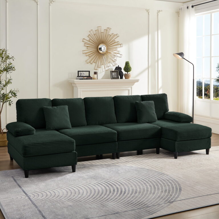 ZAFLY U Shaped Sectional Sofa, Sofas and Couches with Double Chaise, Sectionals for Living Room – Gray