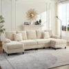 ZAFLY U shaped sectional sofa and couch for living room gray
