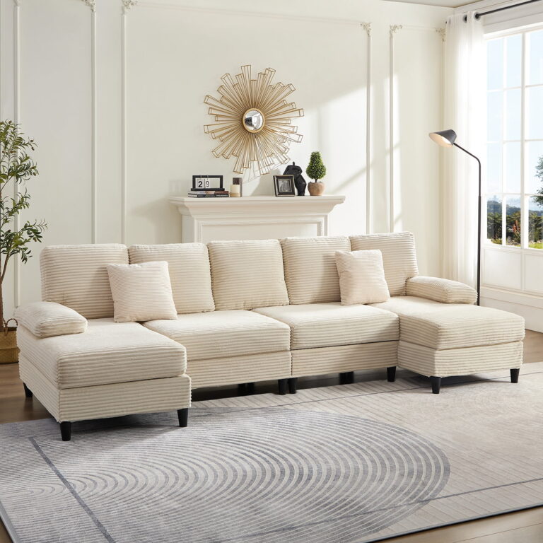 ZAFLY U Shaped Sectional Sofa, Sofas and Couches with Double Chaise, Sectionals for Living Room – Gray